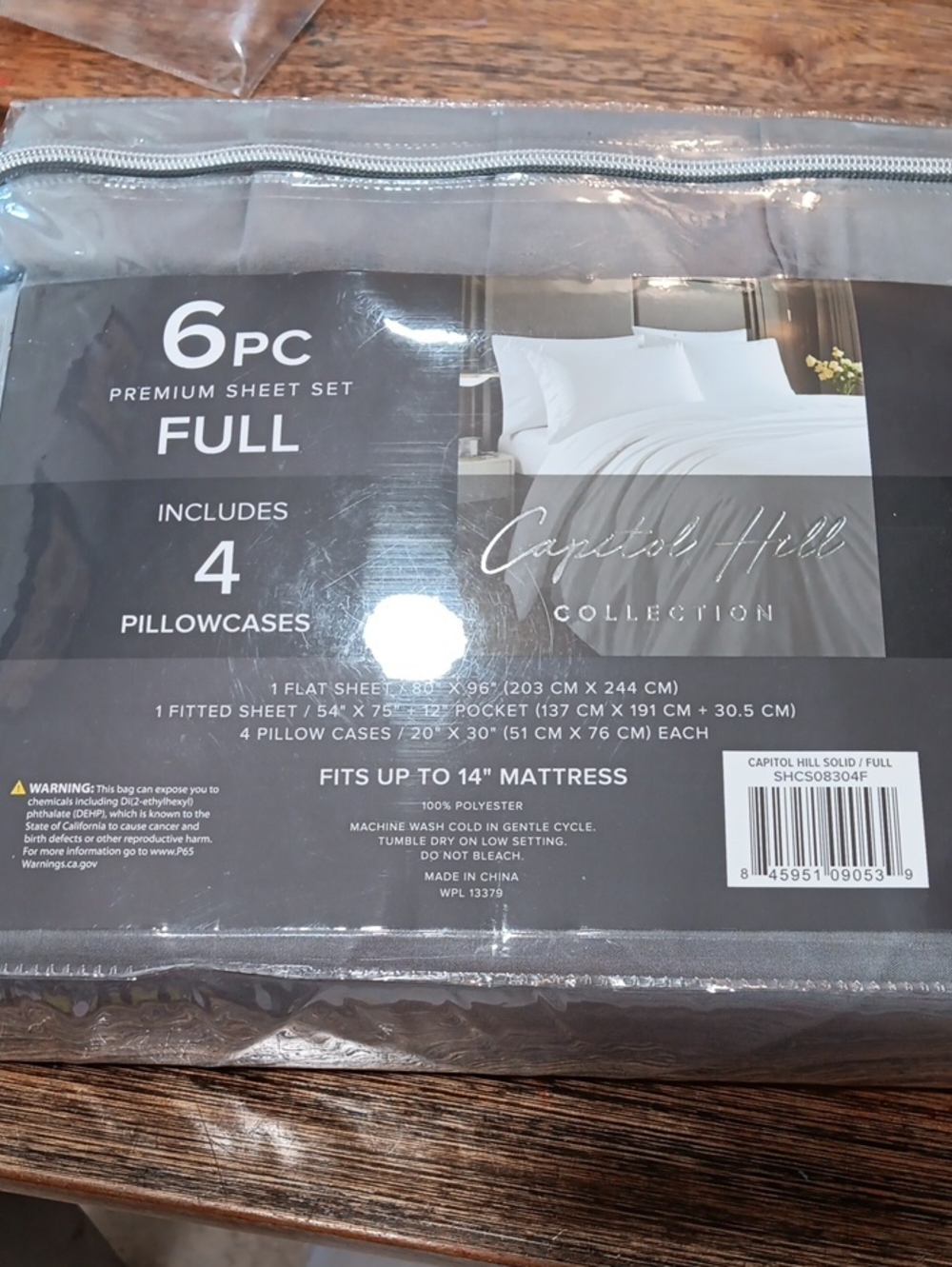 Capital Hill Collection Full 6-Piece Sheet Set in Gray